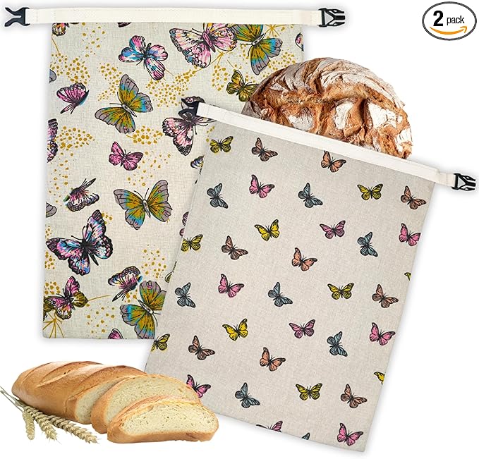 2 Pack Beeswax Bread Bags for Homemade Bread, Large 13x17'' Reusable Beeswax Sourdough Bread Storage Bag, Keep Loaves Fresh Longer, Freezer Safe & Airtight, Natural, Zero Waste