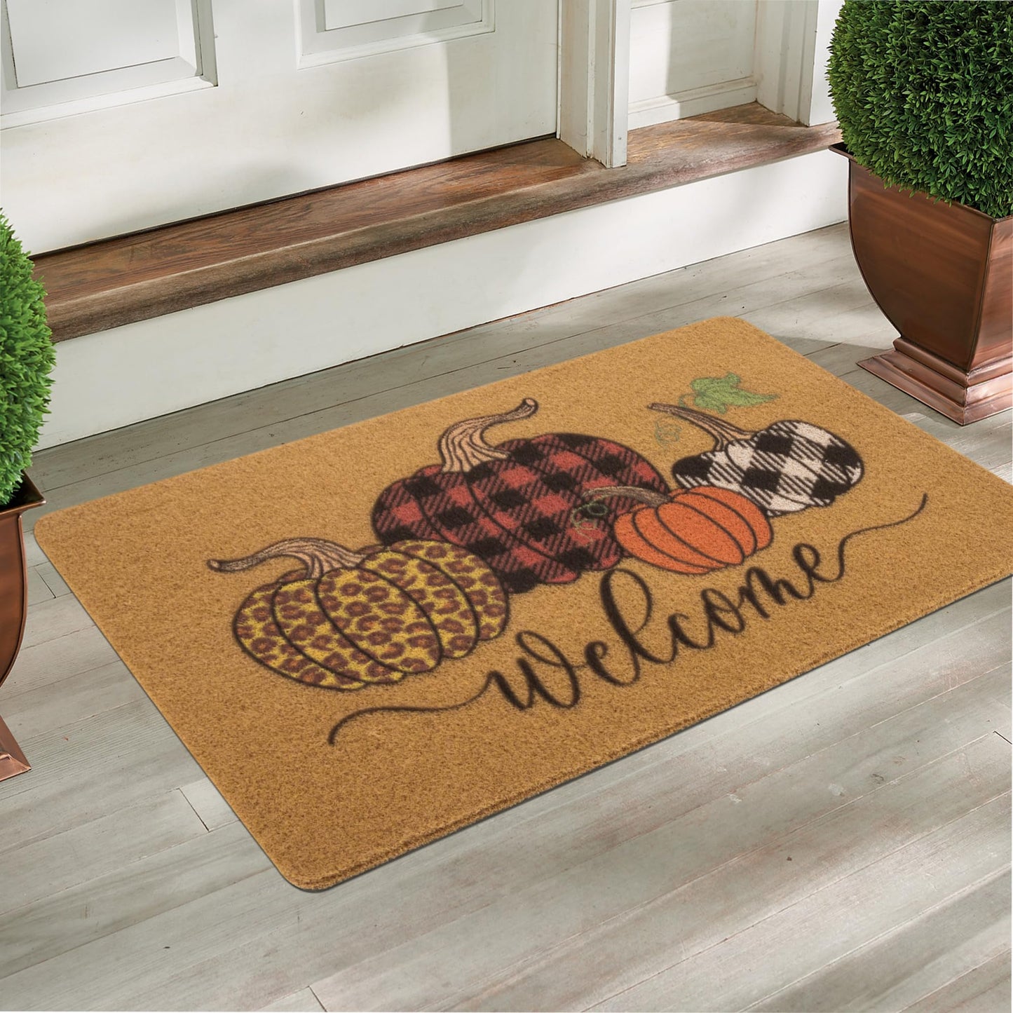 CXQRR Hello Pumpkin Welcome Coir Door Mat - Halloween Pumpkin Outdoor Indoor Entrance Door Mat Non Slip Rubber Backing for Fall Holiday 17 * 30Inch