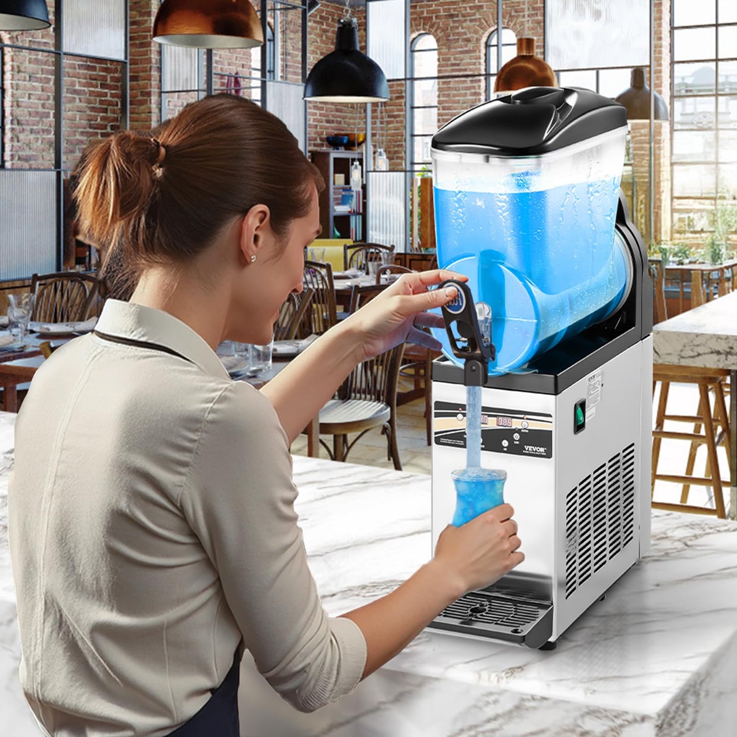 VEVOR Slushy Machine, 15L Single Tank Commercial Margarita Machine, 60 Cups Stainless Steel Margarita Smoothie Frozen Drink Machine, Slushie Machine for Home Party Restaurants Cafe Bars