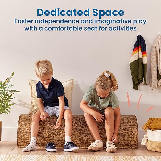 ECR4Kids SoftZone Tree Log Full Bench, 12in, Flexible Seating, Chocolate