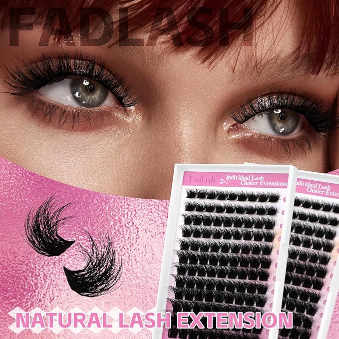 FADLASH Lash Cluster Eyelash Extensions 8-16mm Individual Cluster Lashes D Curl DIY Lash Extension Clusters 3D Effect Eyelash Clusters Volume (Y01-3D-Mix8-16)