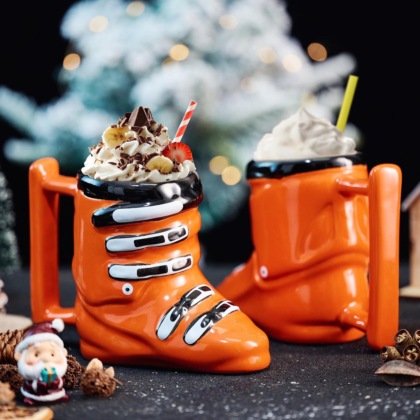 Burns Glass Creative Ski Boot Coffee Mug, 16 Oz Ceramic Mug with Large Handle, Novelty Coffee Cup for Home Office Funny Mugs, Dishwasher Safe, Cute Decoration Mug Gifts for Ski Lovers Skiers Friends
