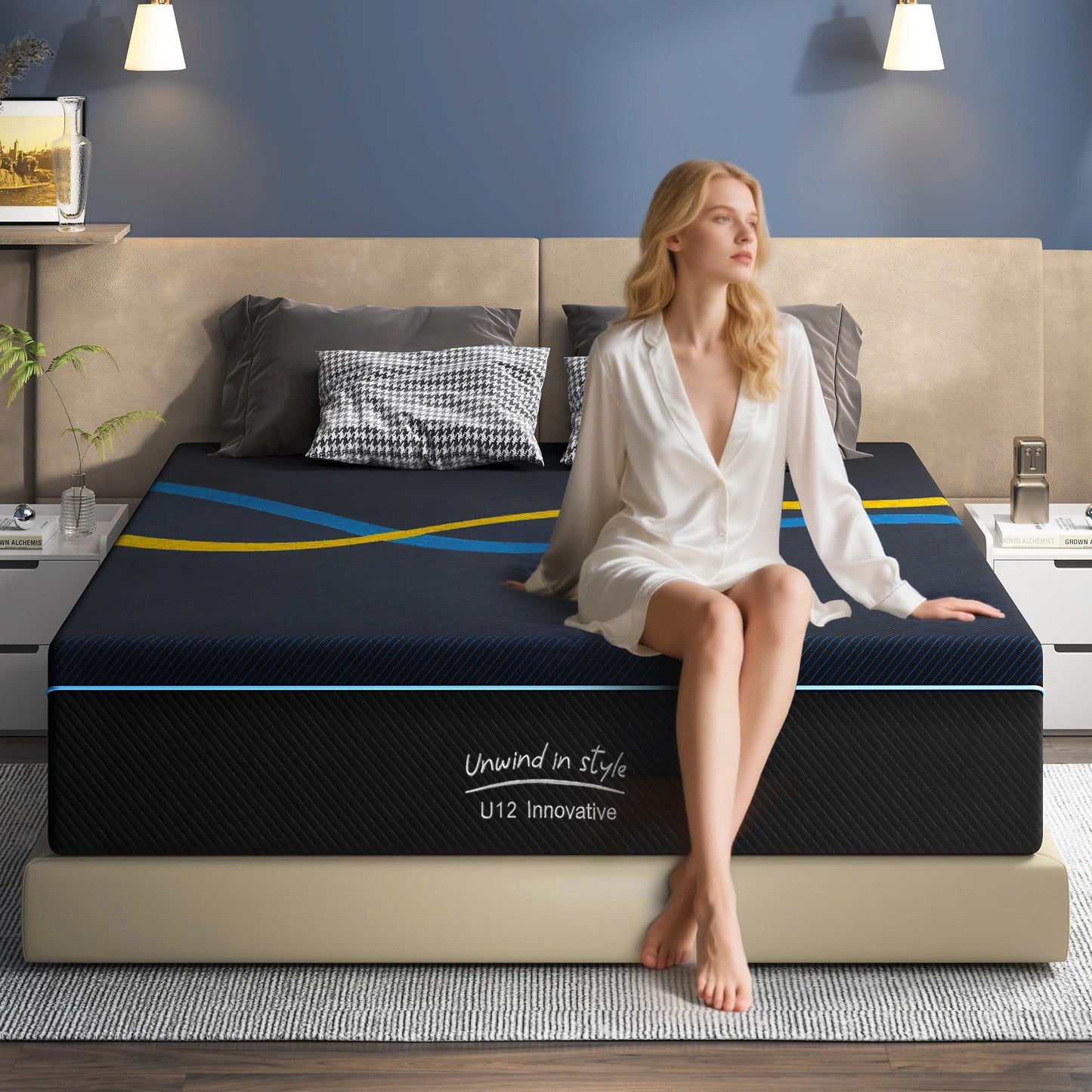 SogesSleep 10 Inch Queen Mattress, Green Tea Memory Foam Mattress Queen Size for Pressure Relief, Medium Firm Gel-Infused Bed in a Box, CertiPUR-US Certified & Motion Isolation, Washable Cover, Black