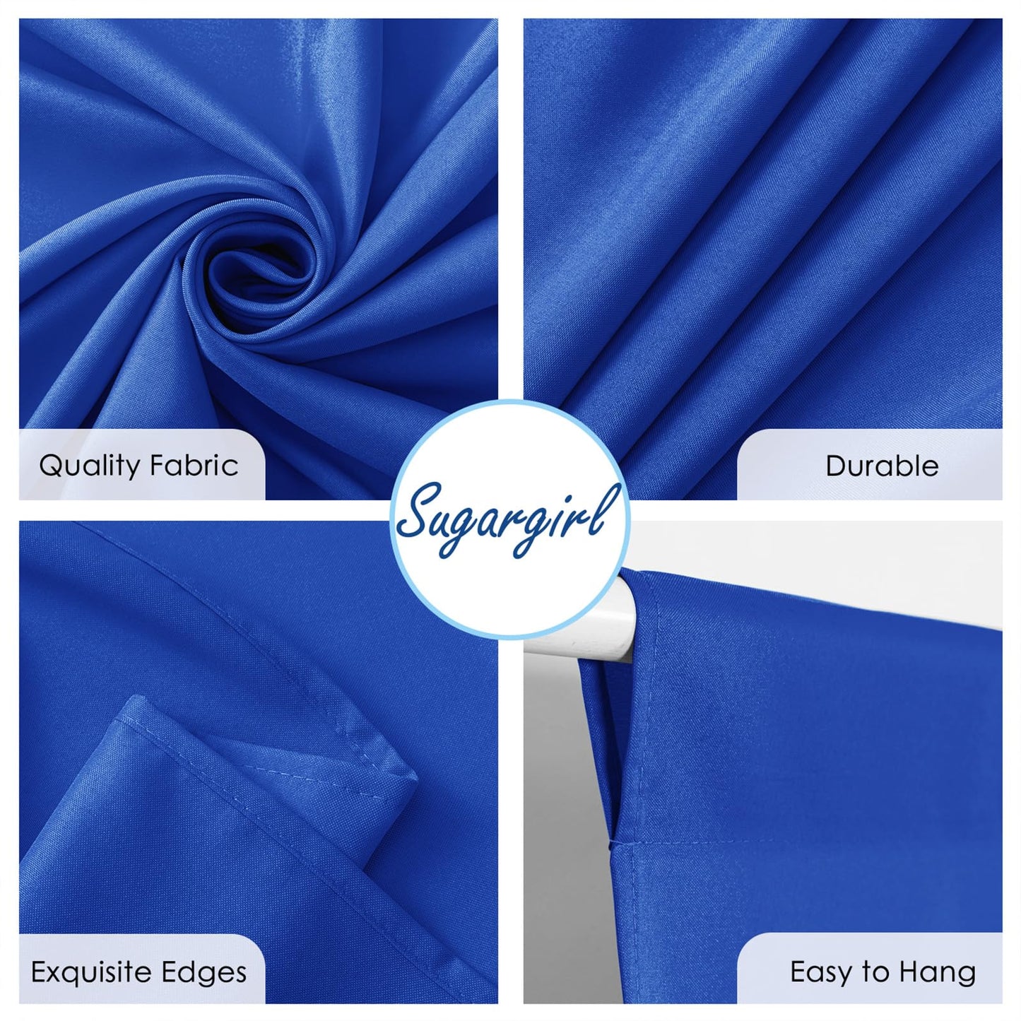 Sugargirl 10x10FT Royal Blue Backdrop Curtains Polyester Photo Backdrop Drapes Curtains 2 Panels with Rod Pockets for Party Birthday Wedding Photography Home Decoration