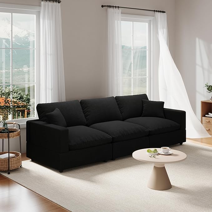 Modular Sectional Sofa Cloud Couch for Living Room, Modern Minimalist Comfy Deep Sofa Couches, Upholstered Couch with Removable & Washable Cushion Covers, Wide Armrest, Filled with Down and Cotton