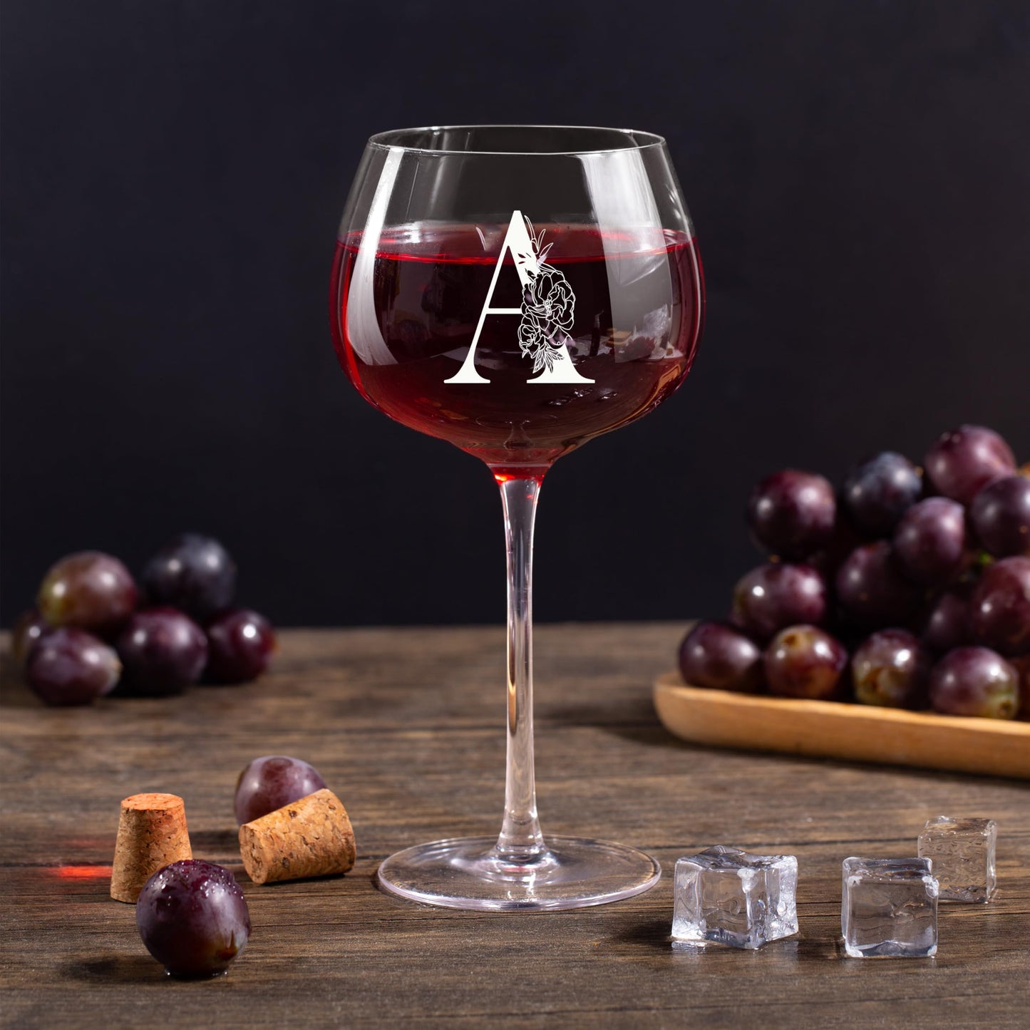Personalized Gifts for Women - Customized Gift A-Z Wine Glass, Unique Birthday Gifts for Women, Christmas Basket Gift for Her, Mom, Wife, Sister, Friend, Nurse（A）