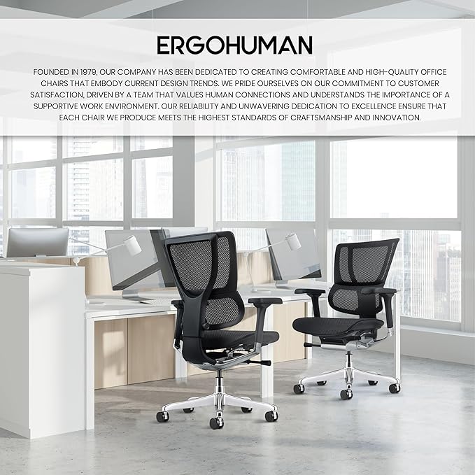 Ergohuman Eurotech ME3ERG-XTREME Mid Back Mesh Office Chair with Tilt Tension Control, Tilt Lock, Back Angle, Back Height, Synchro Tilt, Seat Height, Seat Depth, and Arm Height Adjustments