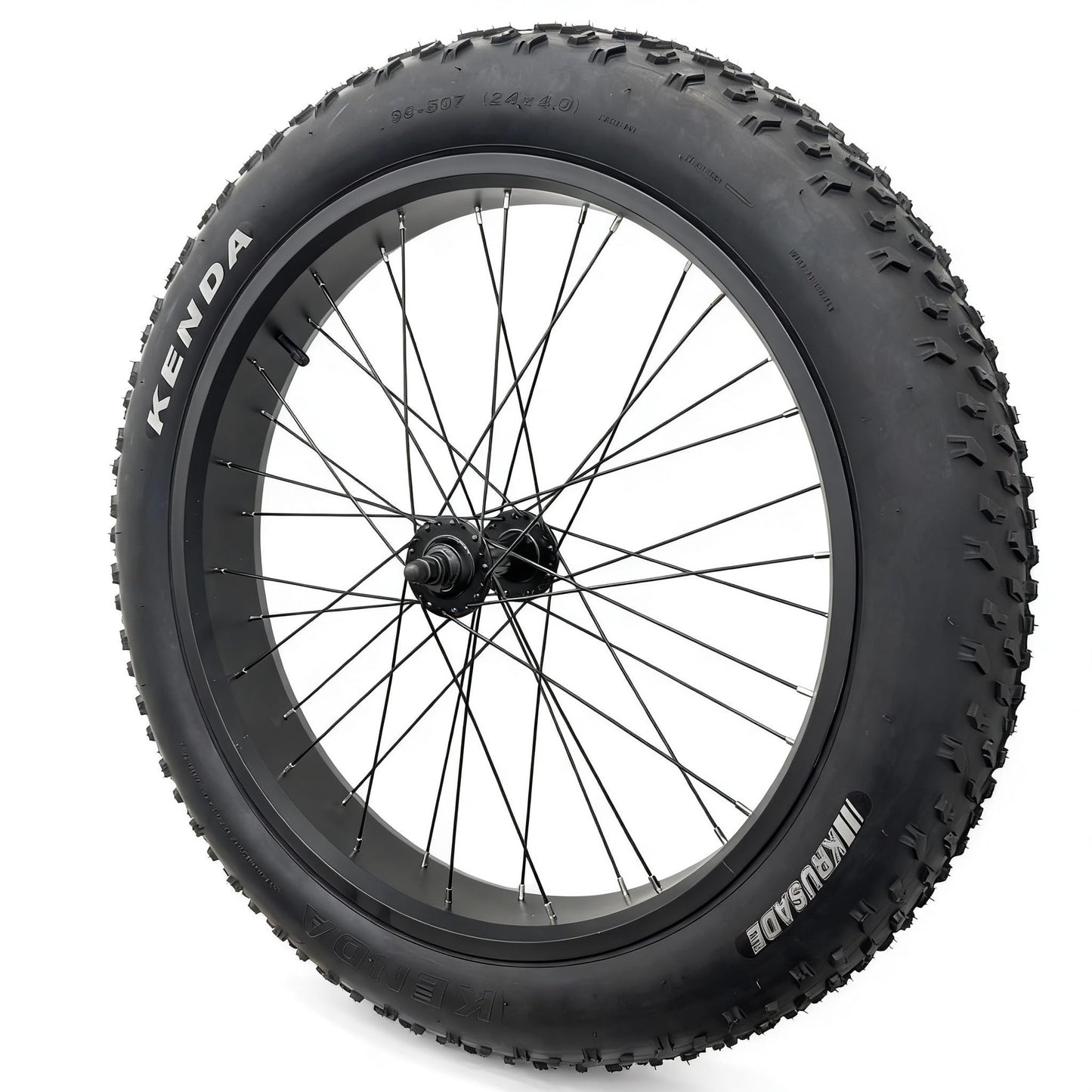 Electric Fat Bike Front Wheel 24''x4.0 with Tire Bearing Hub 12GA Spokes Tyre Black Alloy Aluminum Snow Bicycle Snow Bike Rim Wheel 24 Bolt On