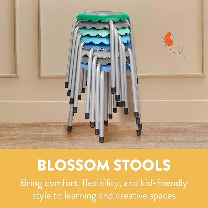 Back2School Express Blossom Stackable Stools, Flexible Seating, Contemporary, 8-Piece