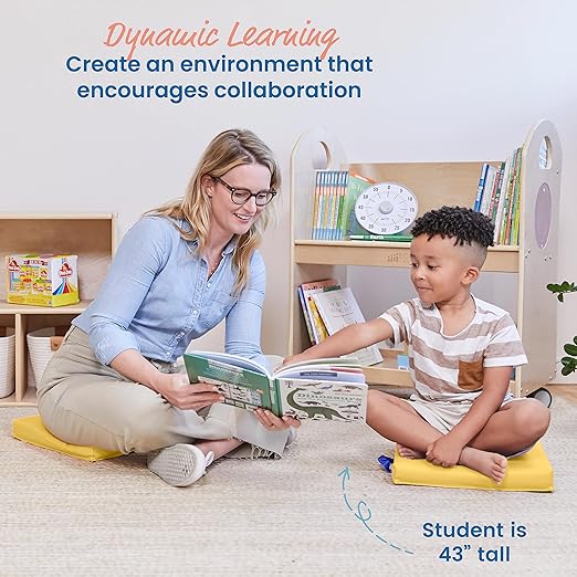 ECR4Kids SoftZone Floor Cushions, Square, Flexible Seating, Yellow, 6-Piece