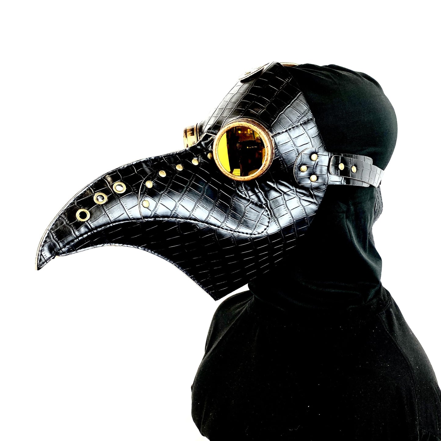 STORM BUY Steampunk Plague Doctor Mask Long Nose Bird Masquerade Mask For Halloween Costume Cosplay party (Black Leather)