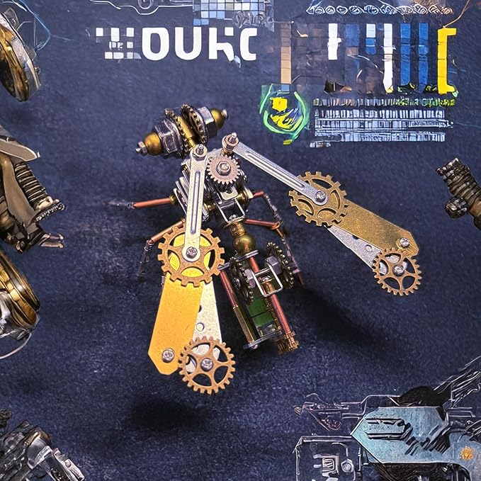 Mechanical Bee Model Metal Insect Bug Sculpture Steampunk, 3D Puzzle Making Kit,Hobby Kit Fun Crafts,Cool for Birthday(Mechanical Bee B)