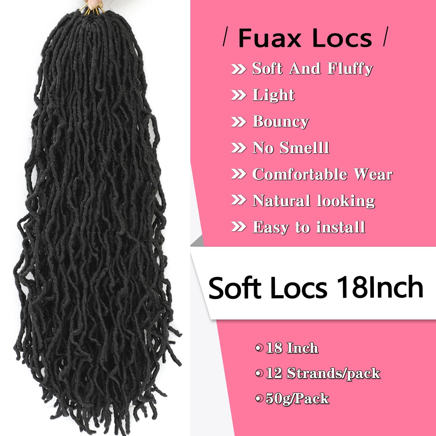 6 Packs Soft Locs Crochet Hair Pre Looped 18 Inch Faux Locs Crochet Braids Goddess Curly Wavy Locs Crochet Loc Hair for Black Wo