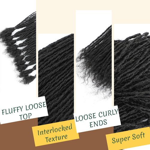 8-12 Inch Sister locs Human Hair Handmade Interlock Locs Curly Tips Sister Locs Real Human Hair Microlocs Extensions Permanent Dreadlock Extensions Natural Soft Looking (0.1cm,10 Inch-40 Strands)
