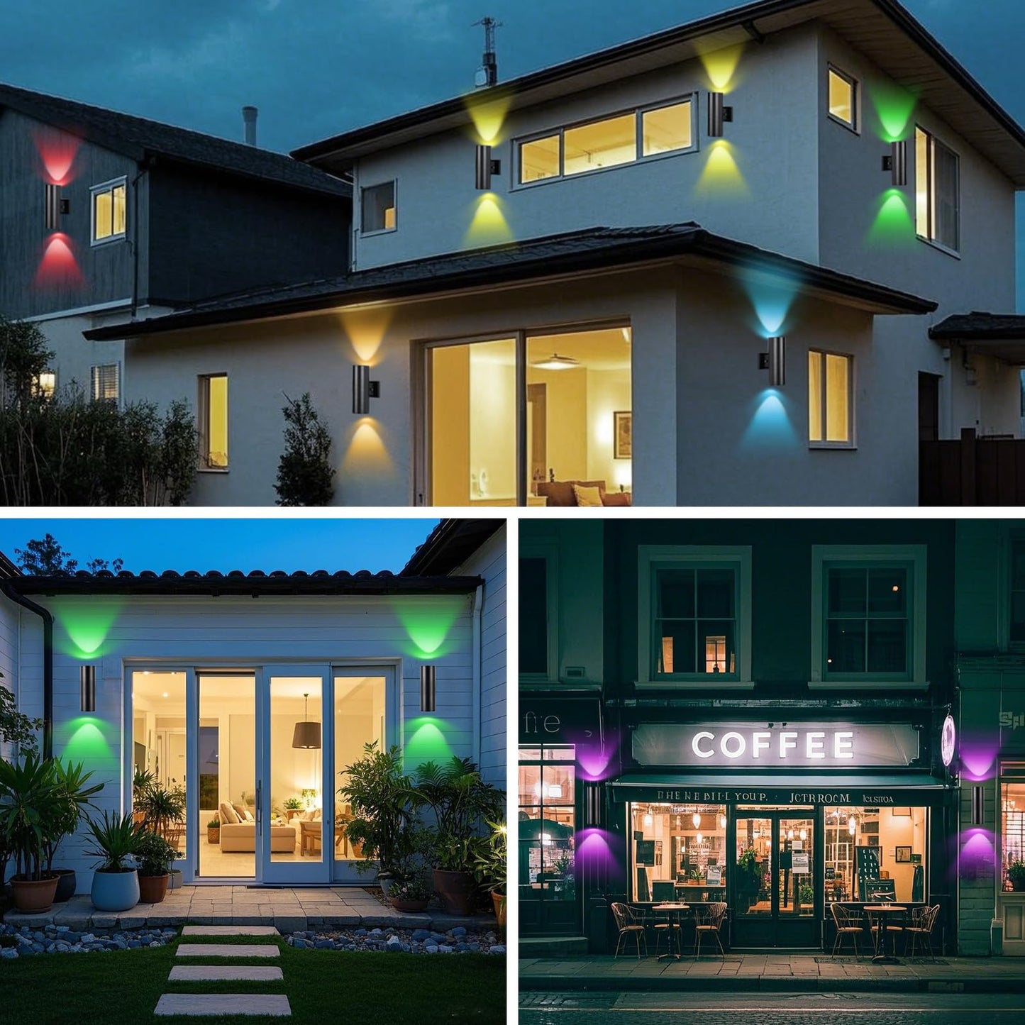 futxnziey RGBCW Outdoor Wall Light 1 Pack, Smart Porch Light Dusk to Dawn Lighting with Remote Control, WiFi Outdoor Wall Sconce, Compatible with Alexa, Exterior Lights for House Porch Garage