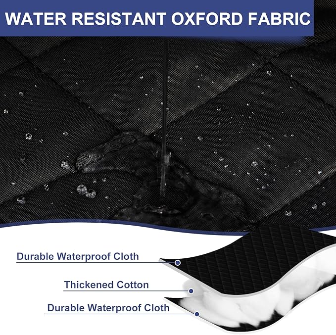 Magnetic Thermal Insulated Door Curtain Fit Door Size 32" x 80", Quilted Oxford Fabric Thicken Cotton Fill, Winter Door Cover Keep Cold Draft Out, Blanket Insulation for Front Patio Doors Black