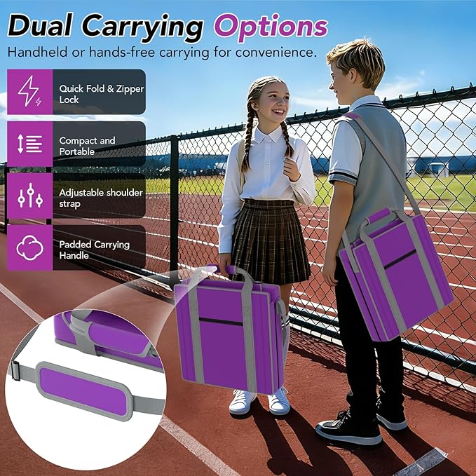 janiry Stadium Seats with Back Support 2PACKS Adjustable Bleacher Chairs with Back and Cushion Bleacher Seat with Cup Holder, Carry Handle & Shoulder Strap for Outdoor Sports Events, Picnics, Beaches