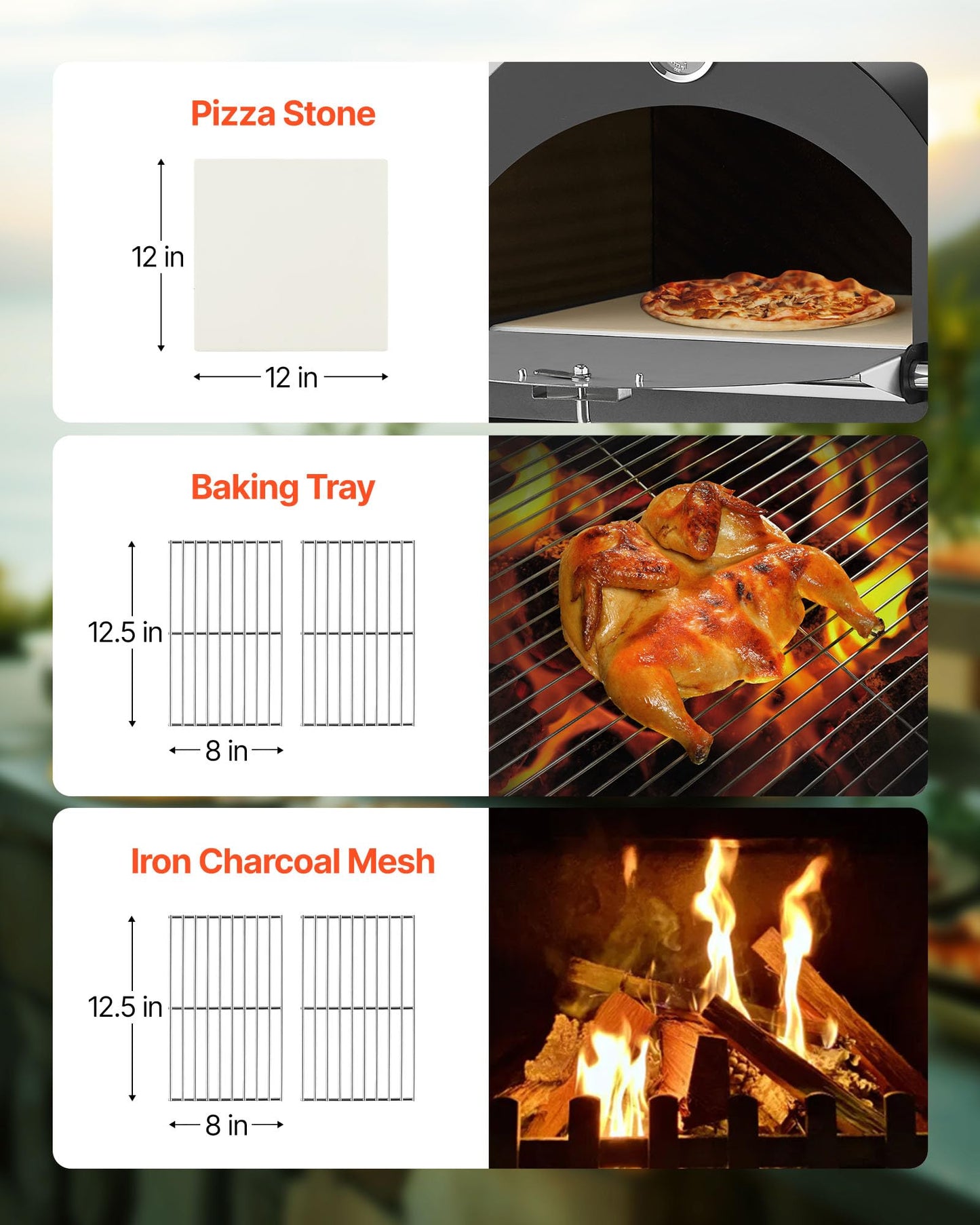 VEVOR Outdoor Pizza Oven, 12" Pellet Fire Ovens, 2-Layer Pizza Oven Wood Fired, Wood Burning Outdoor Pizza-Oven with 2 Removable Wheels, 1000℉ Max Temperature Fired Pizza-Maker Ovens for Barbecue