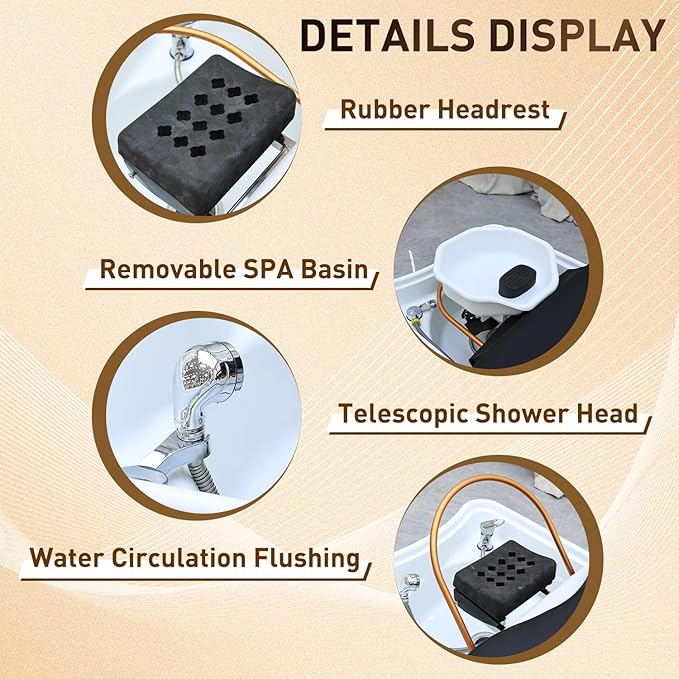 Head Spa Bed, Massage Table with Footbath, Japanese Head/Feet SPA Equipment, Professional Massage Shampoo Bed with Foot Bath Basin, Water Circulation System, for Spa Beauty Salon Barber (B)