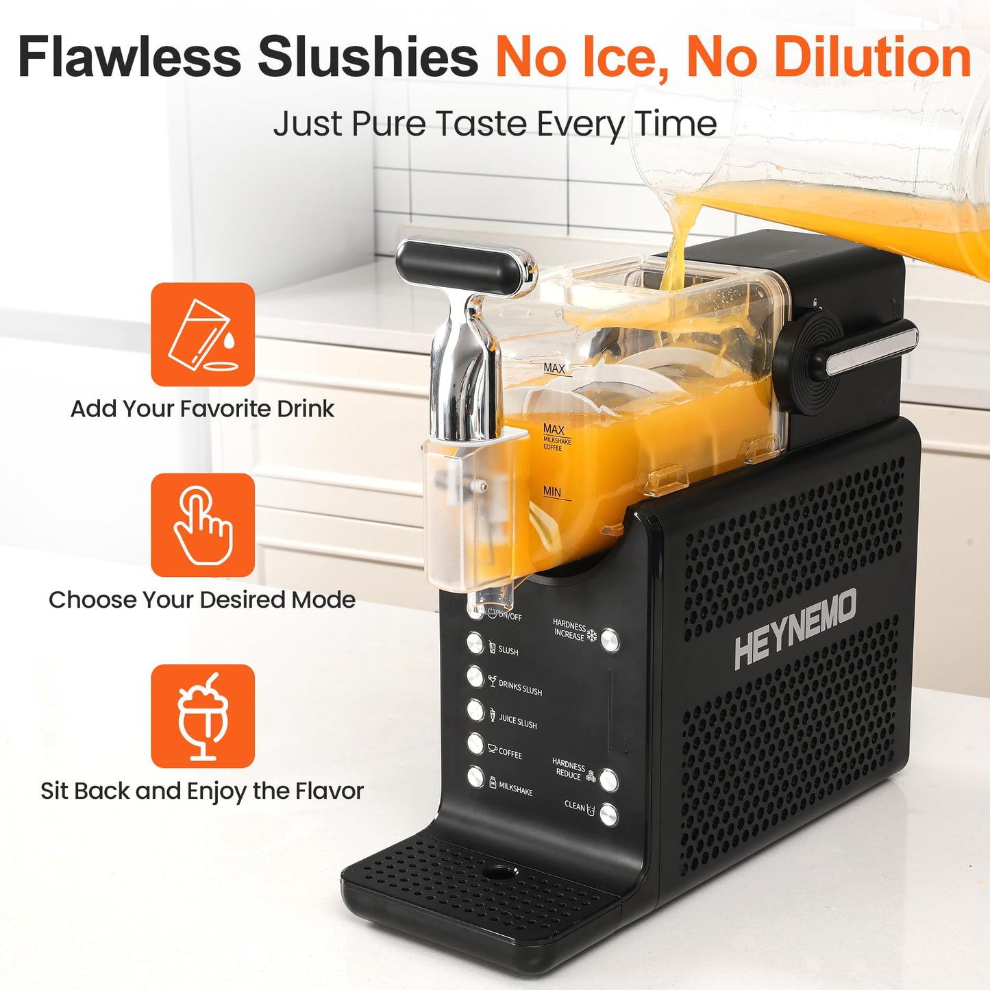 Slushie Machine for Home 68oz, No Ice Needed Frozen Drink Margarita Machine, Slushy Maker Machine for Ice Cream, Slushie Maker with 5 Pre-Set Programs, Self-Cleaning, ETL Certified, Black