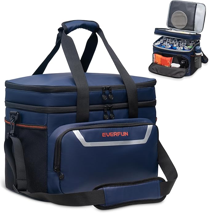 EVERFUN Small Cooler Lunch Box Mini Leak-Proof Soft Double Deck 24 Can Personal Insulated Collapsible Portable Waterproof ...