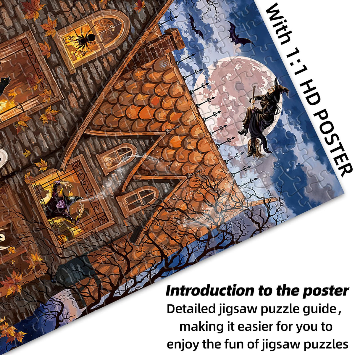 Hopgo 500 Piece Puzzles for Adults, Halloween Puzzle 500 Pieces for Family Game, Horror Haunted House Puzzle for Halloween Midnight, Great Gifts for Puzzles Lovers 20"x14.2"