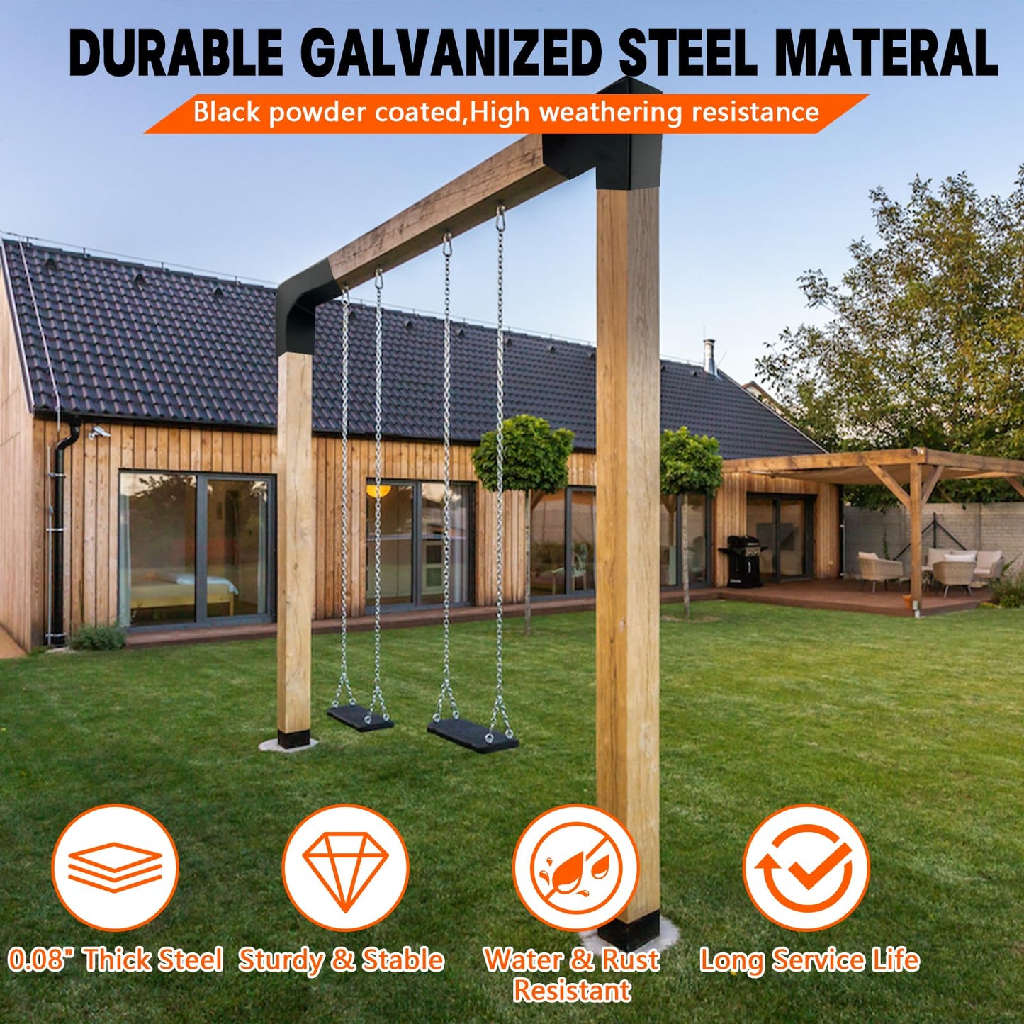 ITeVe.GD Pergola DIY Bracket Kits,2-Way L Shaped Corner Brackets for 4" x 4"(Actual:3.5" x 3.5") Lumber for Outdoor Pergola,Proch,Log Cabin W/Hardware - 4Pack…