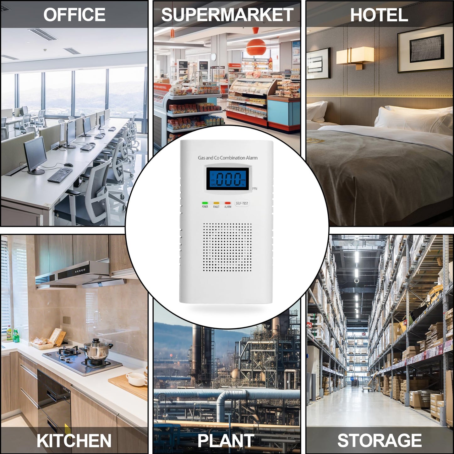 Plug in Combination Gas & Carbon Monoxide Detectors - Natural Gas Detectors & Carbon Monoxide Alarm for Home, Co Detector & Gas Detectors with Digital Display,Holds 9V Battery (not Included)