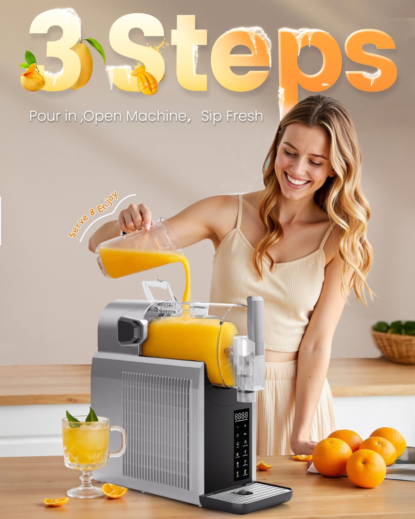 Slushie Machine, EASTPUS 68oz No Ice Needed, Frozen Drink & Soft Serve Maker, Rapid Freeze, 6 Presets, Self-Cleaning – For Slushies, Margaritas, Smoothies, Milkshakes, Frappés & More (2025 Version)