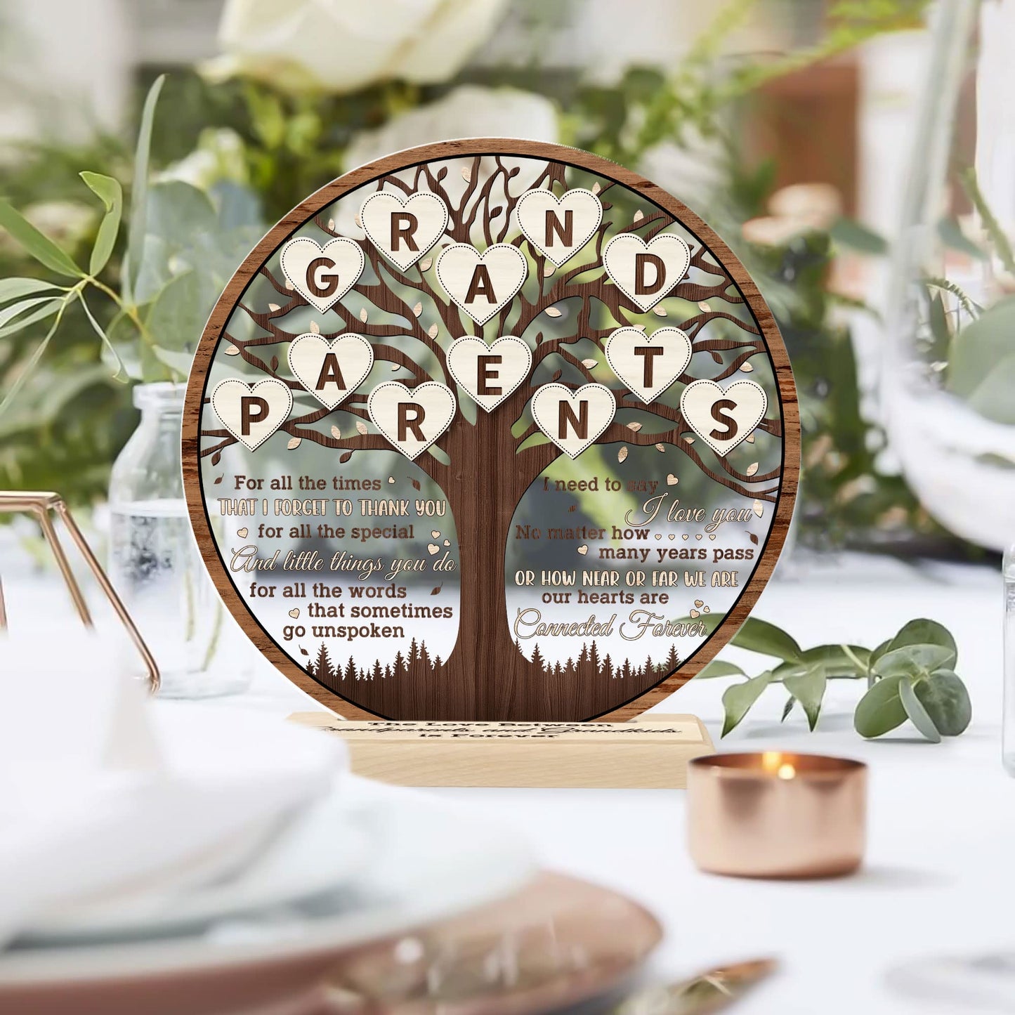 CEZII Grandparents Gift from Grandkids, Grandparents Round Acrylic Sign w/Stand, Love Between Grandparents & Grandchildren Clear Sign, Thank You Grandparents Gifts, Gift for Grandma Grandpa Again