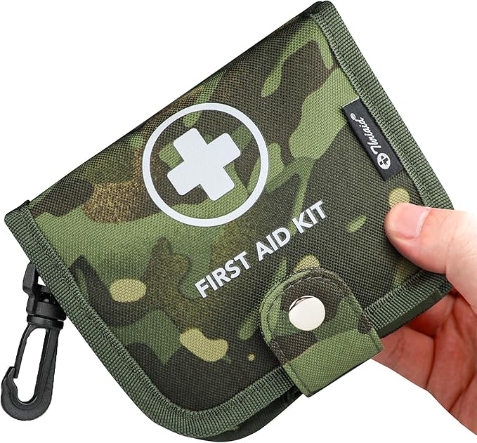 Small First Aid Kit, 100 Pieces Water-Resistant Well Organzied Pouch with Rotatable Buckle - Ideal for Outdoor, Travel, Bi...