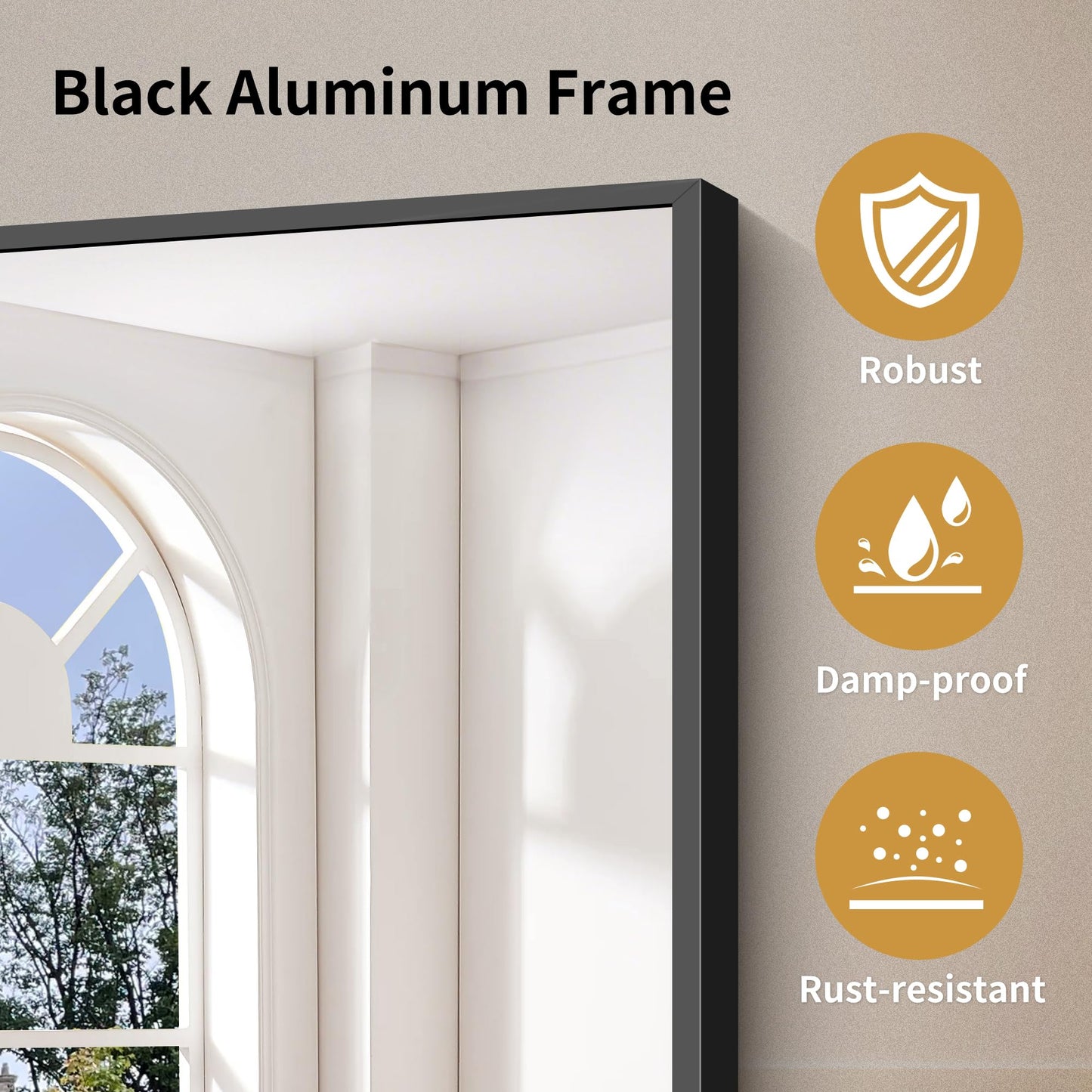 YIROMAN Bathroom Mirror for Wall 30"x36", Matte Black Bathroom Mirror with Metal Frame, Rectangular Vanity Mirror with Right Angles, Wall Mirror Hangs Horizontal or Vertical, Shatterproof