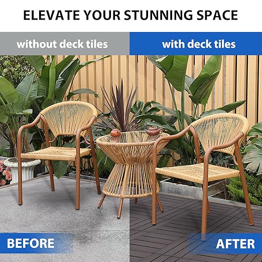 36 PCS 12x12 Inch Interlocking Deck Tiles - Waterproof All-Weather Outdoor Patio Flooring for Pool, Balcony, Backyard, Porch & Garden, Coffee