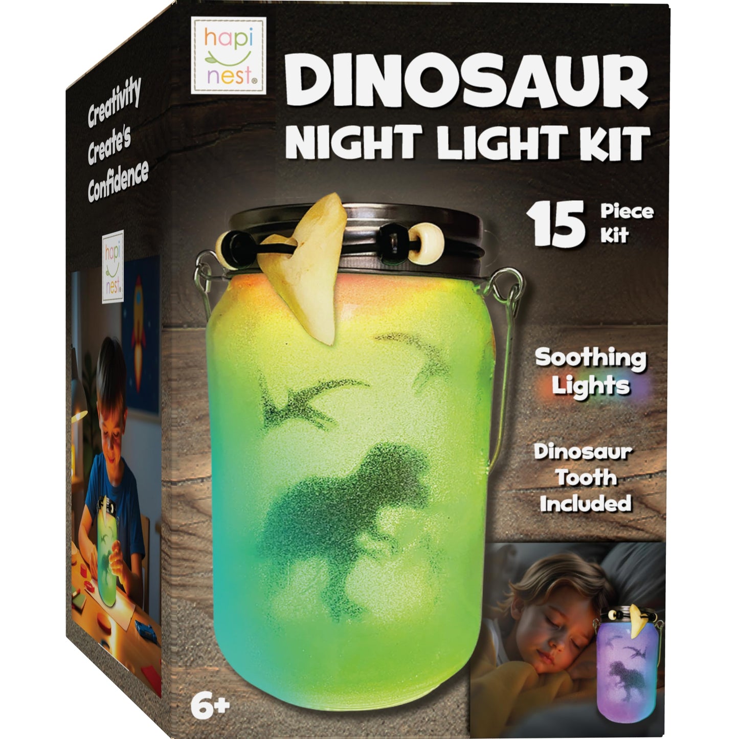 Hapinest DIY Dinosaur Toy Lantern Make Your Own Night Light Kit, Dino Toy Lanterns for Kids, Dinosaur Arts and Crafts Birthday Gift Ideas for Kids Boys Girls Ages 6 7 8 9 10 Years Old & Up