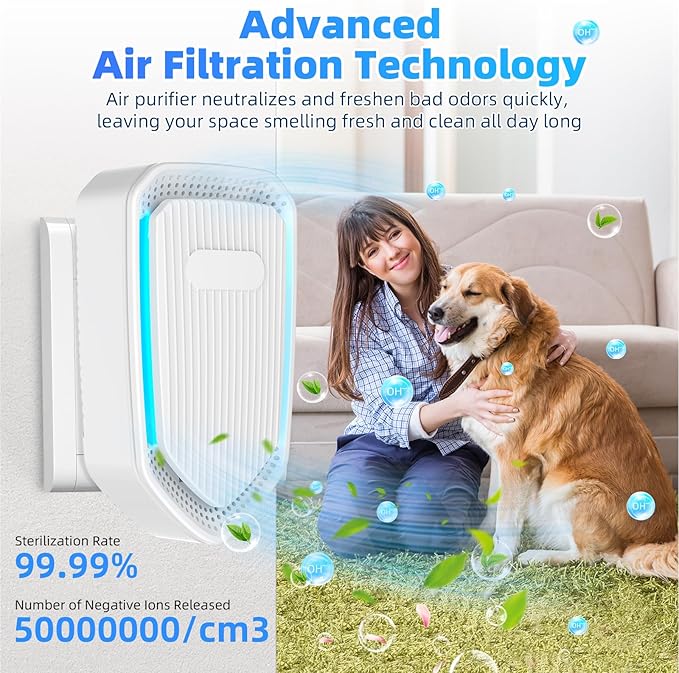 Upgraded Plug in Air Purifiers Odor Eliminator for Home with Negative Ion Generator,Air Ionizers for Dust Mites,Quiet Portable Air Freshener Plug In for Bedroom,Office,Kitchen,Smoke,Dust (8Pack)