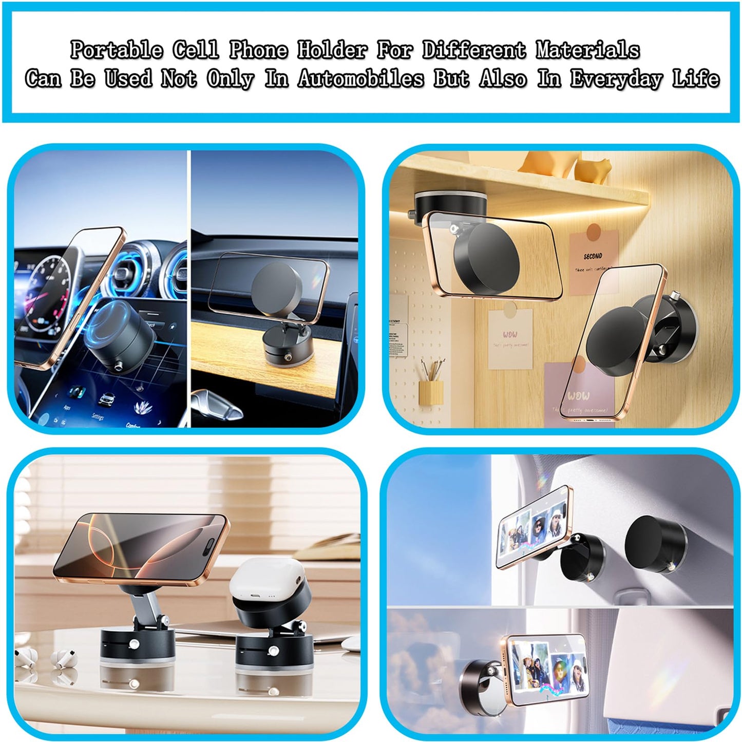 Rkssws Vacuum Magnetic Phone Holder, Adjustable Vacuum Suction Phone Holders For Your Car, Multifunctional Magnetic Cell Phone H