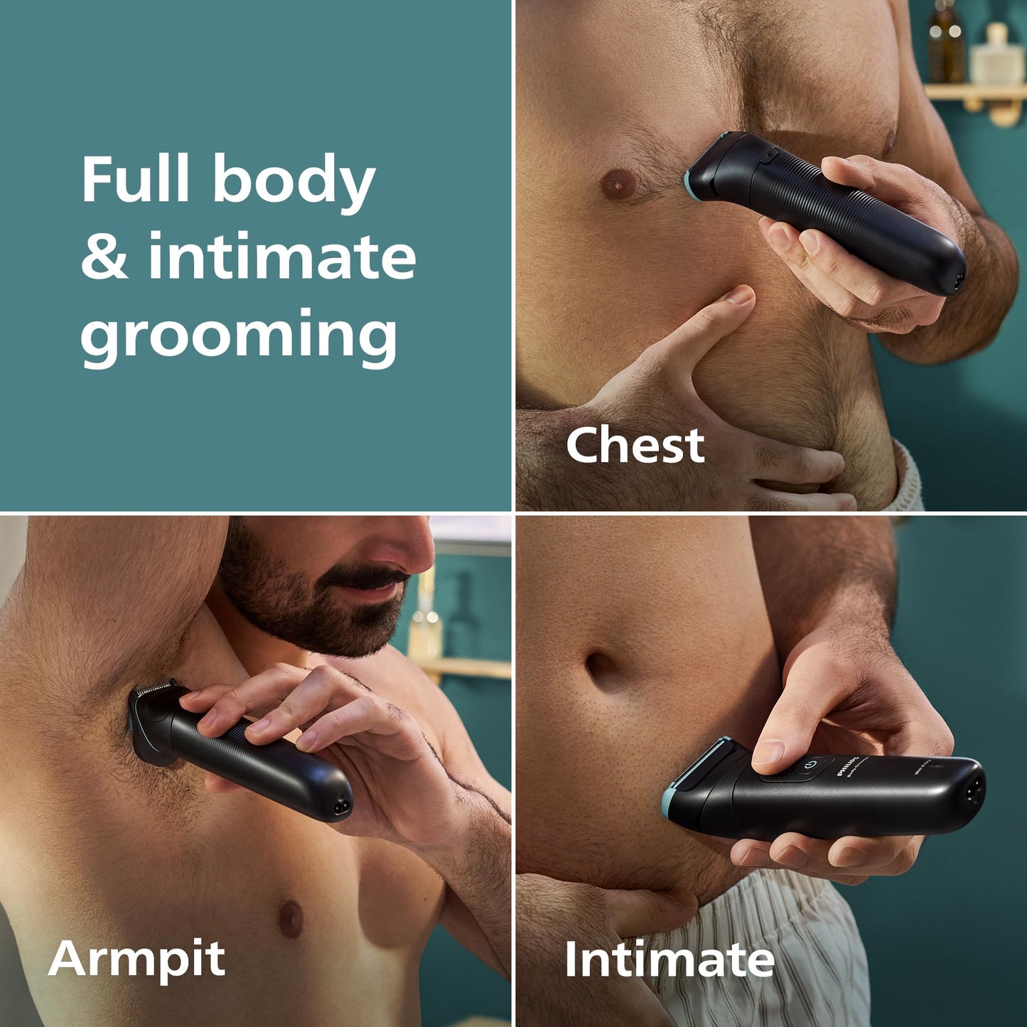 Philips Norelco Body Groomer 5000 Series, Intimate Hair Trimmer & Shaver for Men with Dual 100% Showerproof Full Body Shave & Tr