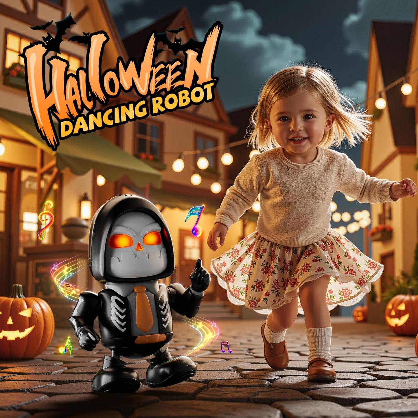 MOBI ONE Kids Toys Halloween Robot Skeleton Toy, Prank Toys with Music & Dancing Toy for Boys & Girls Ages 3 to Up (Skeleton Robot)