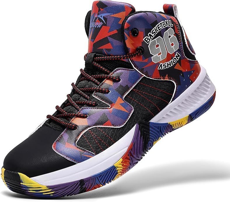 ASHION Mens Basketball Shoes High Top Streetball Lightweight Outdoor Sneakers Cushioning Shoes for Team Sports Athletic