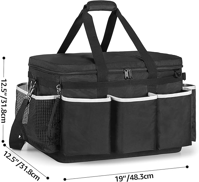Extra-Large Cleaning Caddy with EVA Hard Bottom, High Capacity Cleaning Supplies Organizer for Housekeeping & Home Work, Cleaner Tools Tote Bag with Shoulder Strap, Patent Design