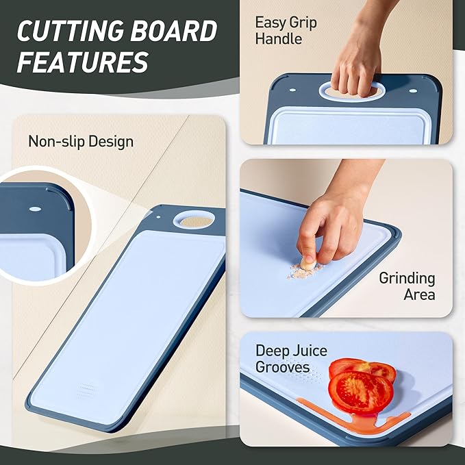 2 in 1 Stainless Steel Cutting Board with Handle Chopping Board Big Meat Butcher Block Kitchen Stuff Accessories New Home Essential First Department Must Haves Gadget Thing Housewarming Hostess Gift