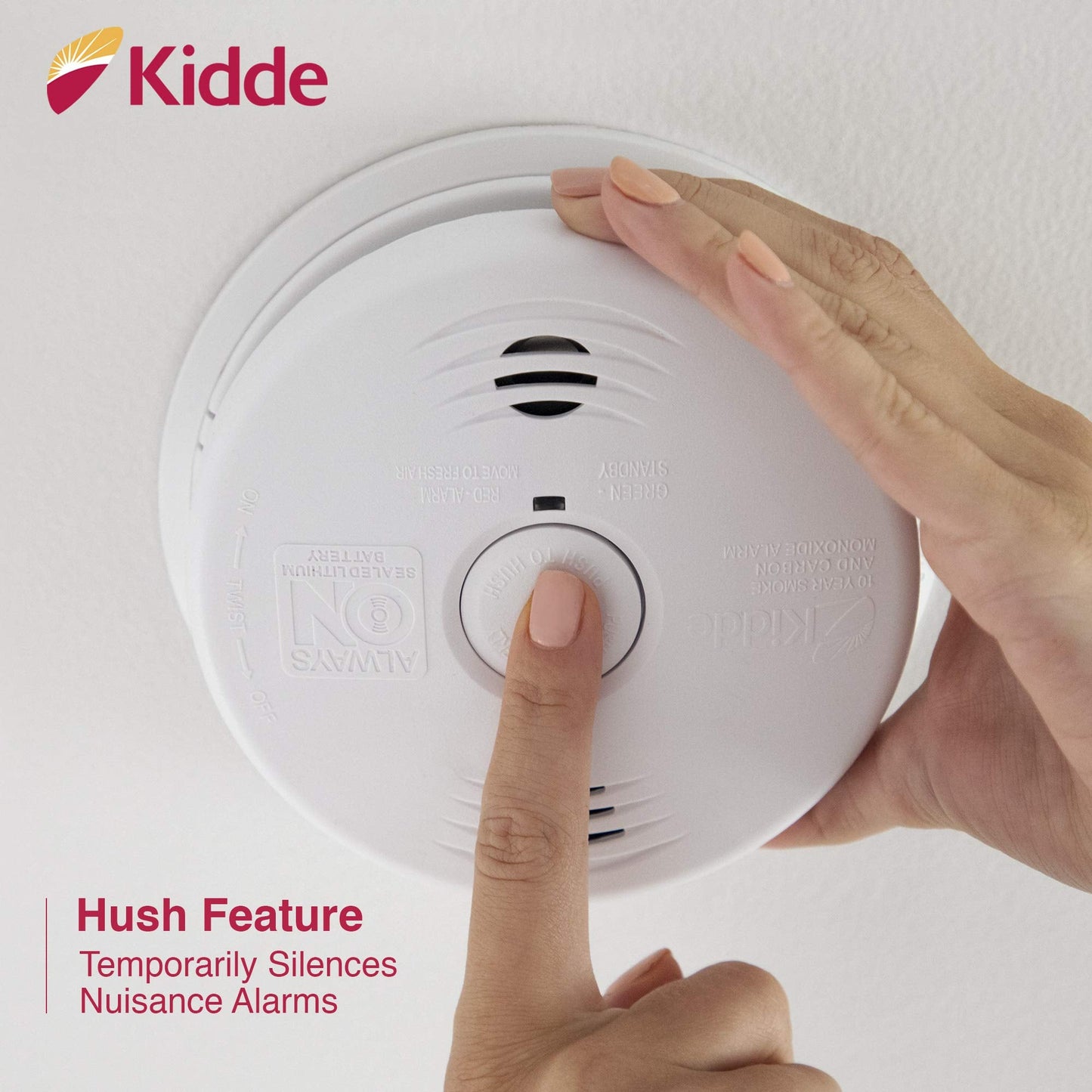 Kidde Smoke and Carbon Monoxide Detector Alarm with Voice Warning | Hardwired w/10 Year Lithium Battery Backup | Interconnectable | Model # i12010SCO, White