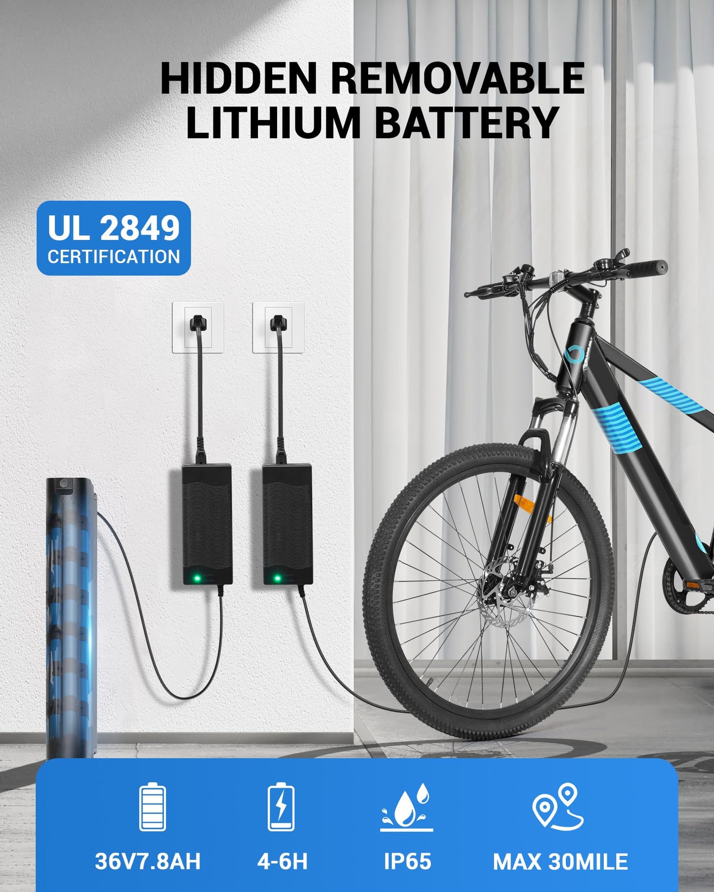 MULTIJOY EB262 Electric Bike for Adults,High-Power 350W (Peak 450W) Motor, 36V Built-in Invisible Removable Battery,Front Fork Suspension, 26" Electric Mountain Bike with UL Certified 7-Speed