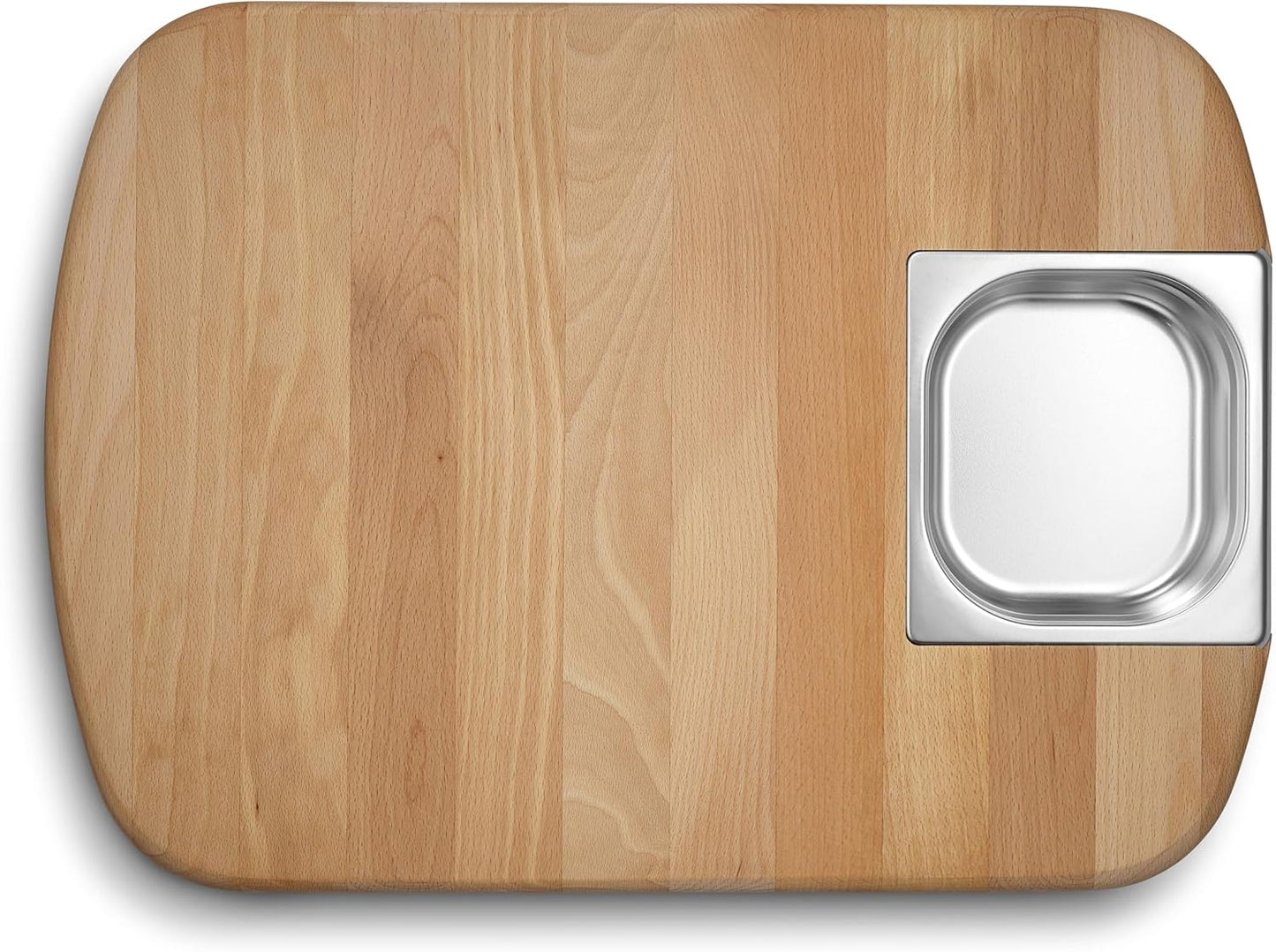 HexClad Hybrid Beechwood Carving and Cutting Board with Stainless Steel Drip Tray, Carrying Handle, and Juice Trenches, Double-Sided