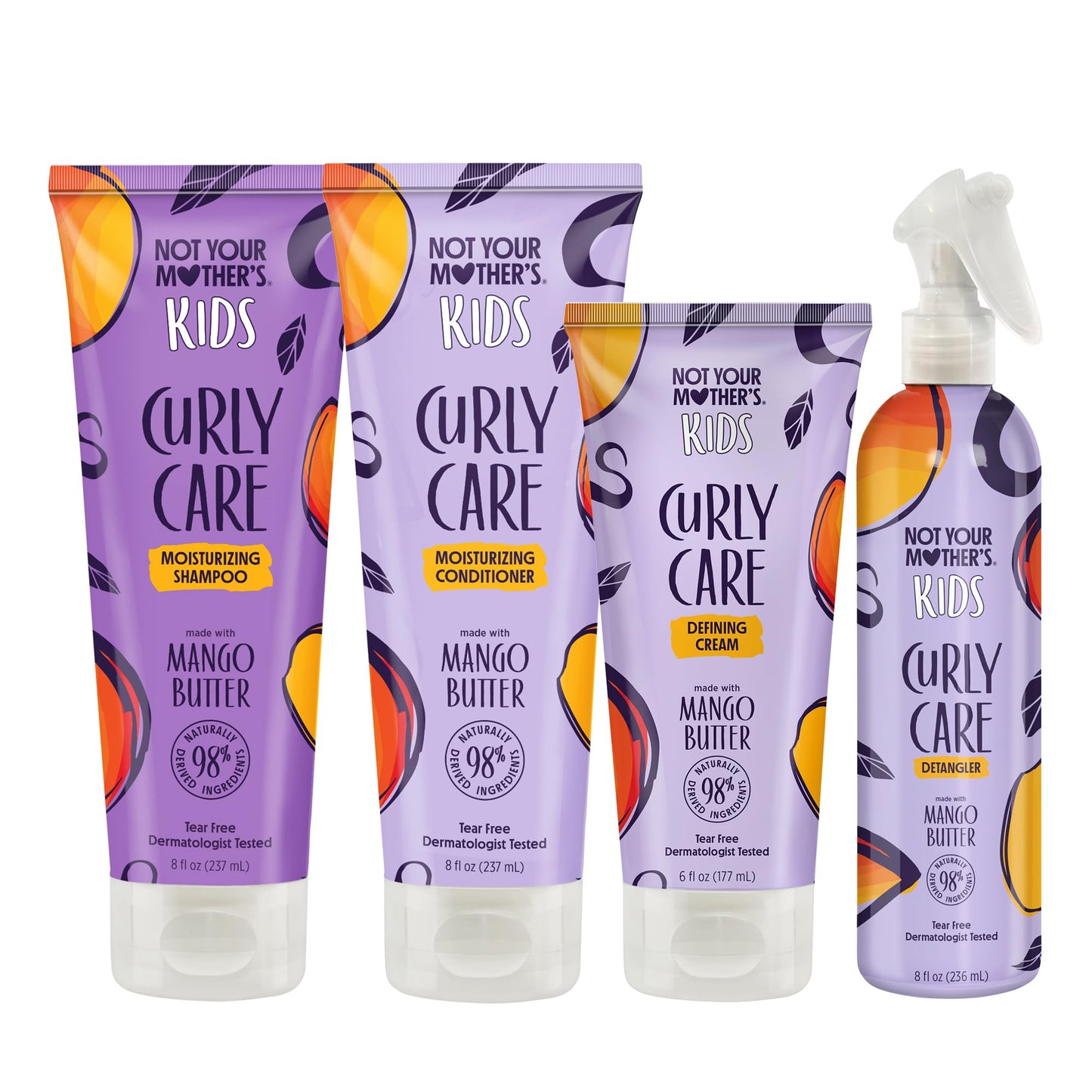 Not Your Mother 's Kids Curly Care Shampoo, Conditioner, Curl Defining Cream, and Detangler Spray (4-Pack) - Hair Products for K