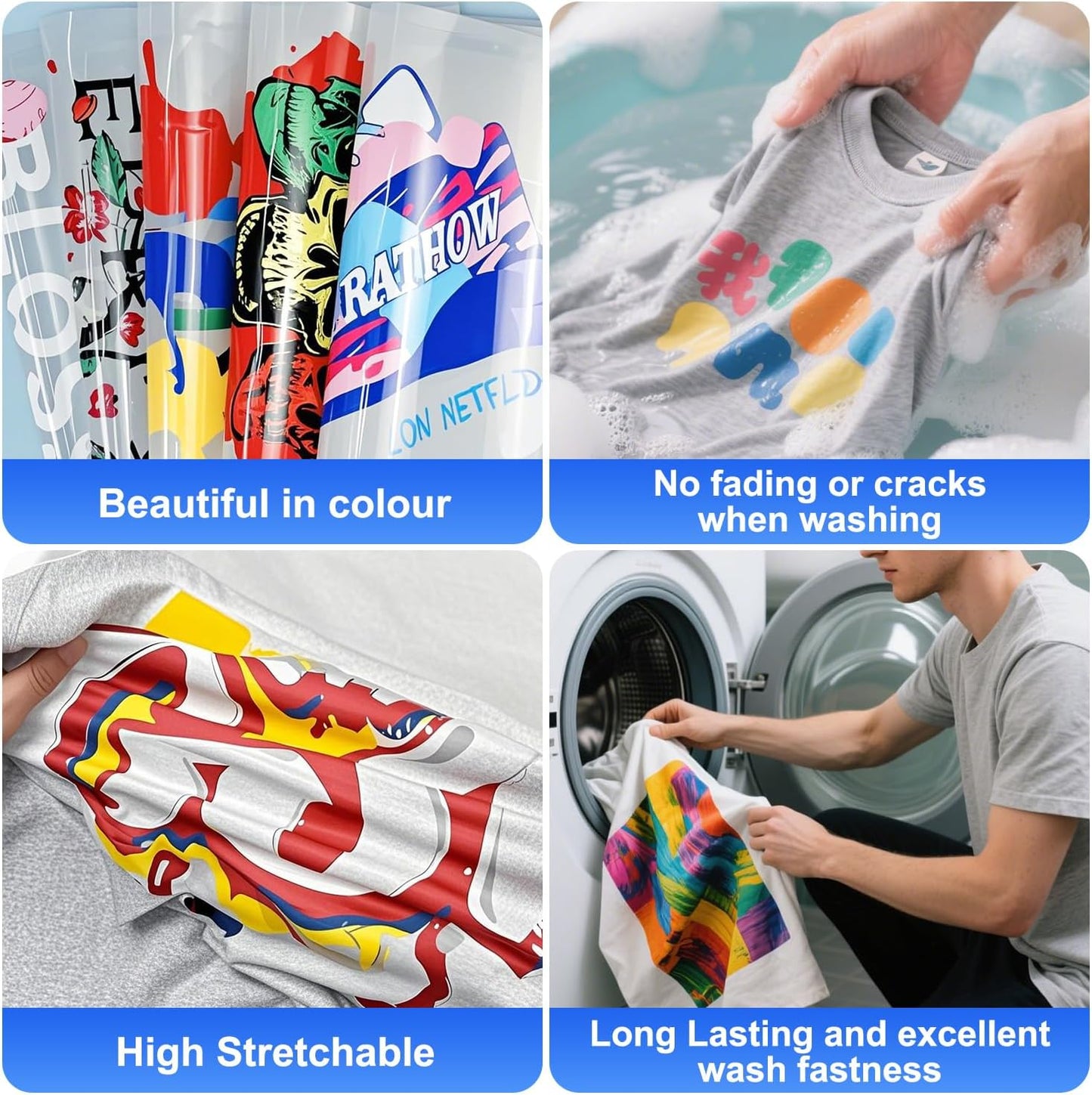 ZEHRAI 50 Sheets DTF Transfer Film 8.5" x 11" Double Sided Matte, Clear Cold Peel, Direct to Film Heat Transfer Film for All Fabric and Colors T-Shirts Textile