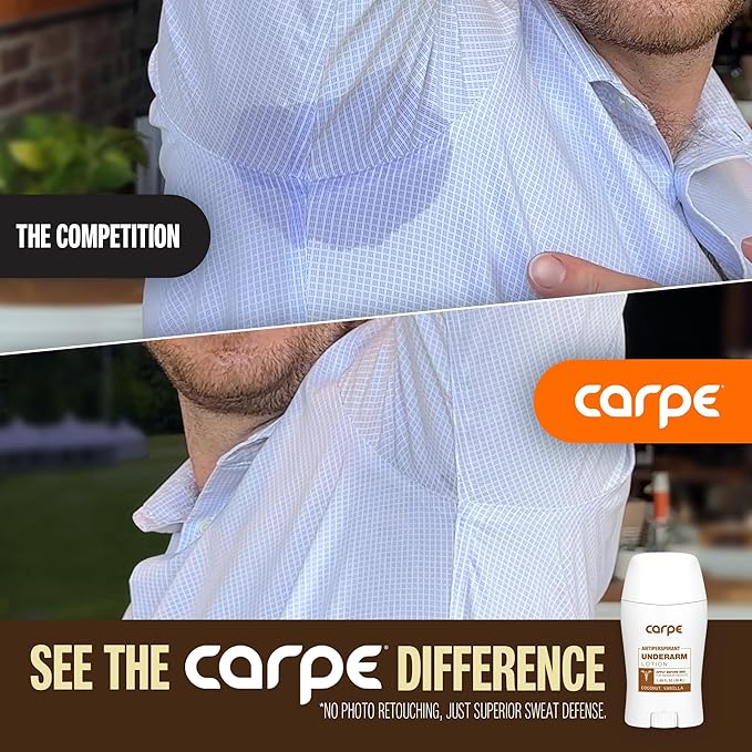 Carpe Underarm Antiperspirant and Deodorant, Clinical strength with Coconut Vanilla scent, Combat excessive sweating, Stay fresh and dry, Great for hyperhidrosis (Pack of 3)