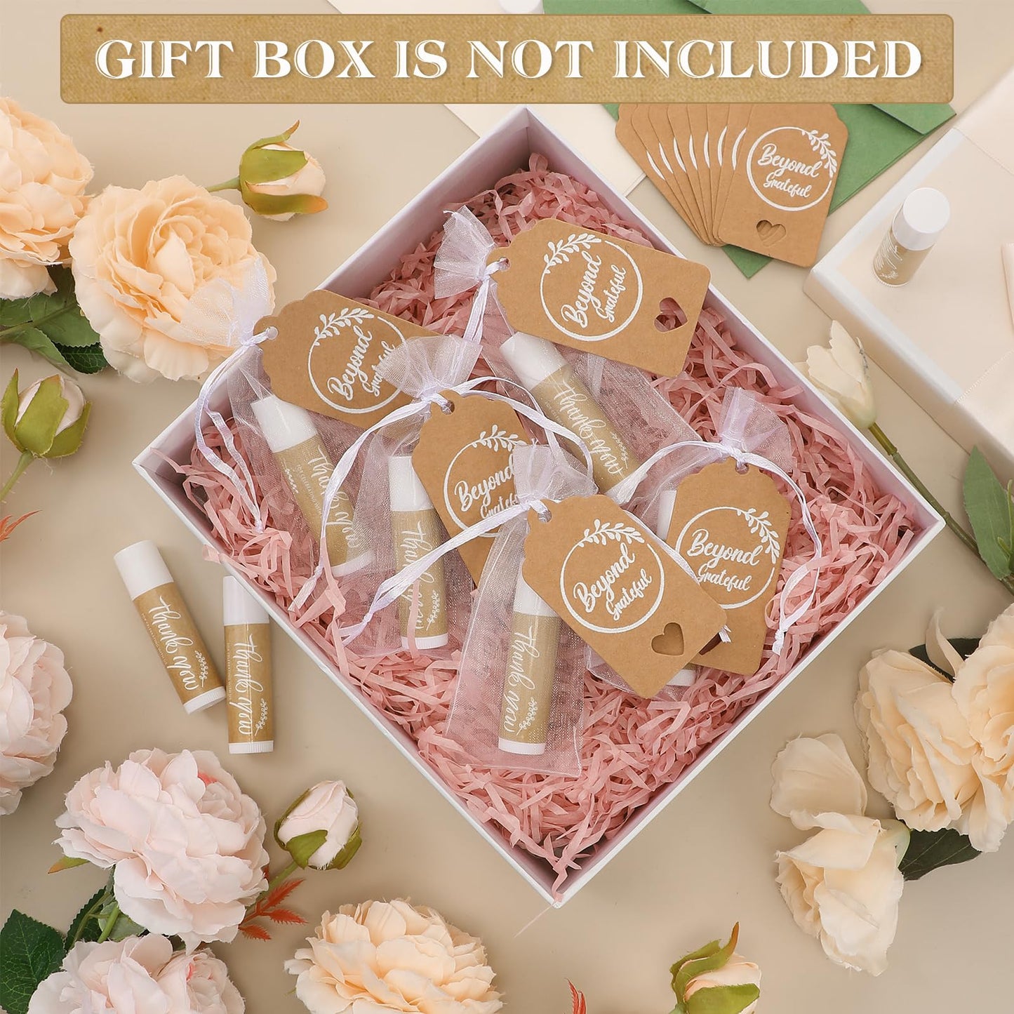 Leelosp Wedding Thank You Lip Balm Bulk Small Natural Moisturizing Mini Balm Lip Care Product Include Organza Bag and Appreciati