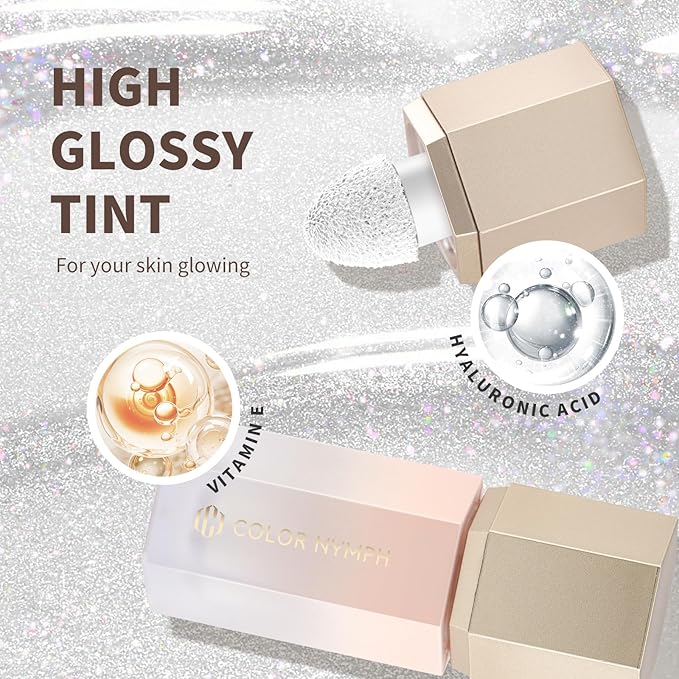 Color Nymph Glitter Liquid Highlighter Stick, Gel Cream Highlighter For Face Eye Body Chameleon Shimmer Glow Makeup Highlighters With Sponge Tip - 05# Fluorescent Sliver