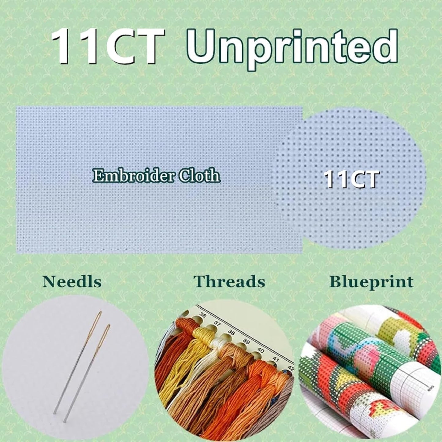 DMCXART Counted Cross Stitch Kits for Adults Needlepoint Kits Unprinted Cross Stitching Embroidery Kit 11CT Cross Stitch Supplies-Couple Bird Flowers 18x18 inch